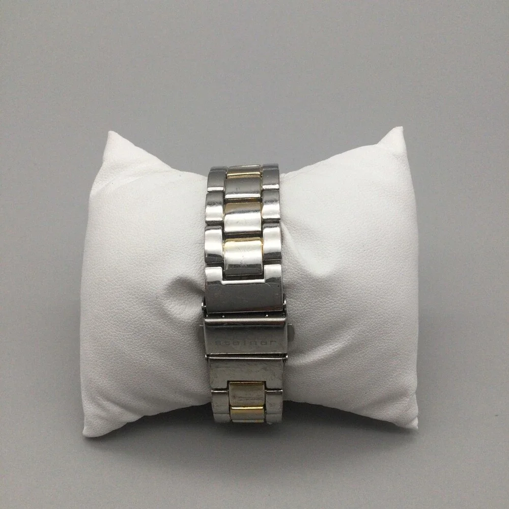 August Steiner Mens Watch 39mm White Diamond Dial Two Tone New Battery 6.5